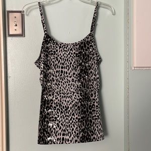 Leopard print women’s spaghetti strap shirt.